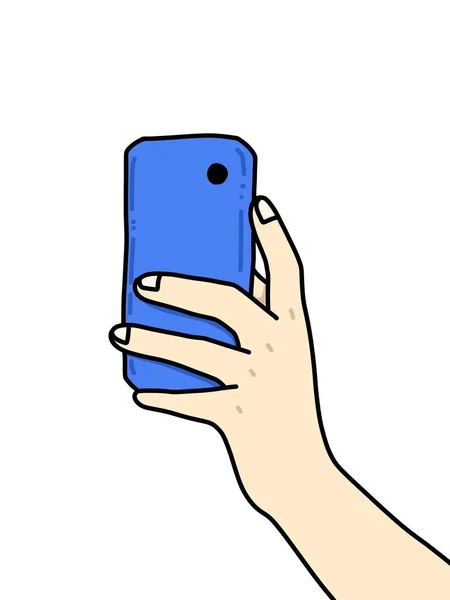 Trzymanie Smartfona Rękę Ilustracją Telefonu Komórkowego — Zdjęcie stockowe