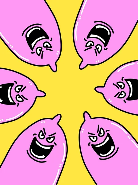 Cute Condom Cartoon Yellow Background — 图库照片