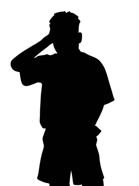 Silhouette Eines Mannes Auf Weißem Hintergrund — Stockfoto
