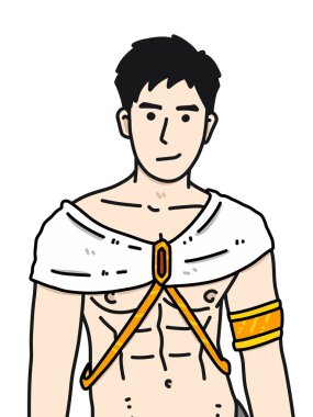 Beyaz arka planda sevimli bir adam çizgi filmi