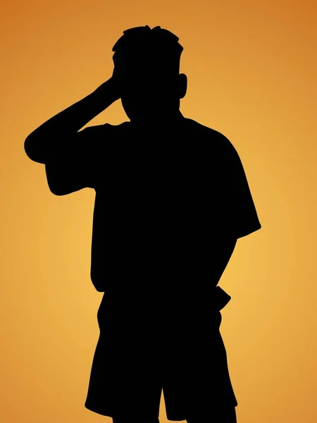 Silhouette Man Yellow Jacket Orange Background — Stock Photo, Image