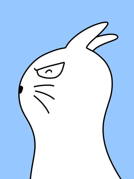 Niedliche Kaninchen Karikatur Auf Blauem Hintergrund — Stockfoto