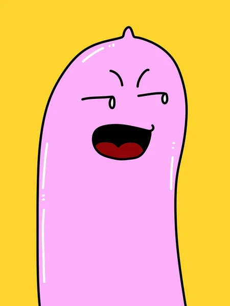 Cute Condom Cartoon Yellow Background — Stockfoto