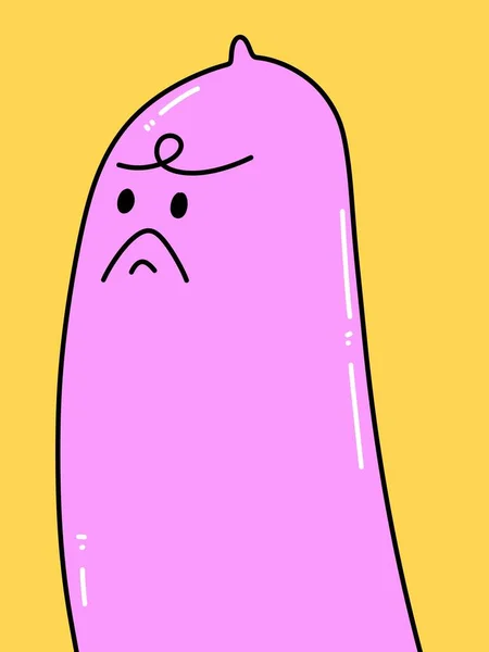 Cute Condom Cartoon Yellow Background — Fotografia de Stock