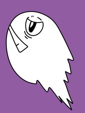 Mor arka planda sevimli hayalet karikatürü