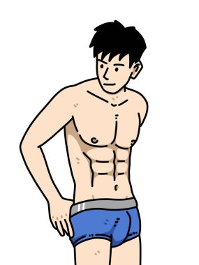 Beyaz arka planda sevimli bir adam çizgi filmi