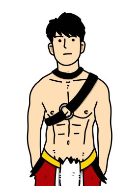 Beyaz arka planda sevimli bir adam çizgi filmi