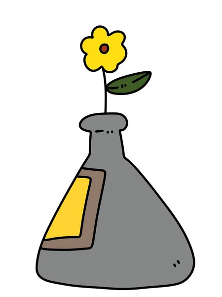 Freihändig Gezeichnete Karikatur Einer Blume Glas — Stockfoto