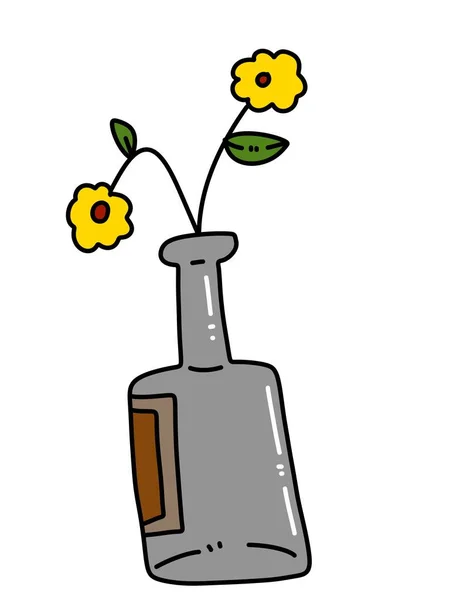 Cartoon Doodle Flower Pot White Background — Stock Photo, Image