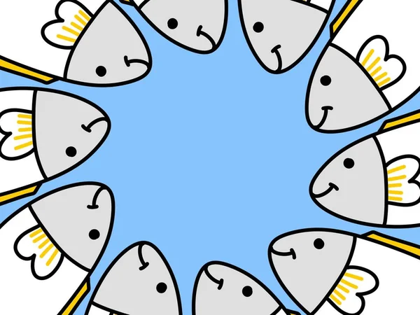 Милый Рыбный Мультфильм Синем Фоне — стоковое фото
