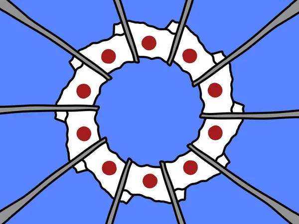 Japonsko Vlajka Modrém Pozadí — Stock fotografie
