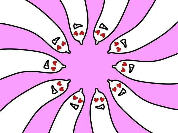 Schattig Condoom Cartoon Roze Backgorund — Stockfoto