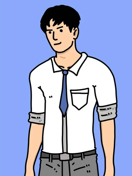 青い背景の可愛い男漫画 — ストック写真