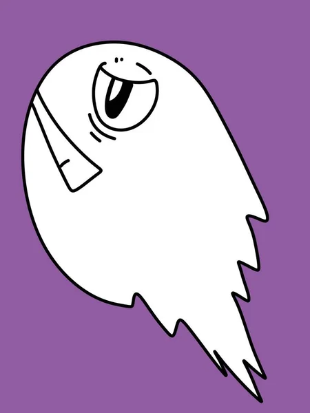 Милый Призрак Мультфильм Фиолетовом Фоне — стоковое фото