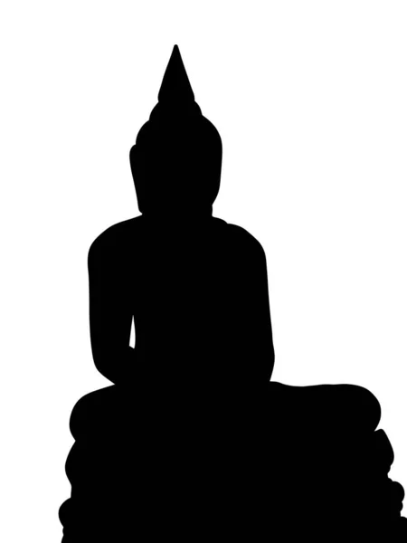 Silhouet Van Een Boeddhabeeld Witte Achtergrond — Stockfoto