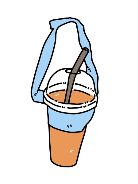 白を基調としたストロー漫画のコーヒーカップ — ストック写真