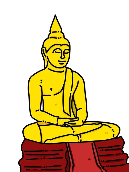 Buddha Statue Karikatur Auf Weißem Hintergrund — Stockfoto
