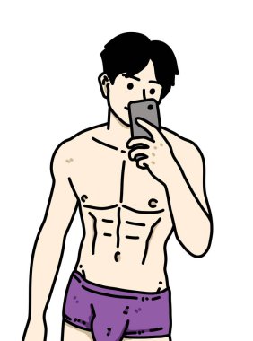 Beyaz arka planda sevimli bir adam çizgi filmi