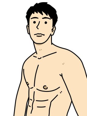 Beyaz arka planda sevimli bir adam çizgi filmi