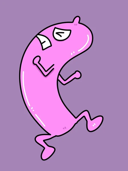 Roztomilý Kondom Karikatura Fialovém Pozadí — Stock fotografie