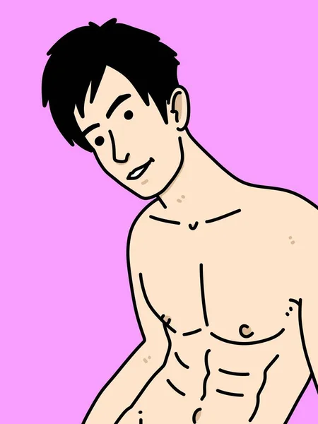 ピンクの背景にかわいい男漫画 — ストック写真
