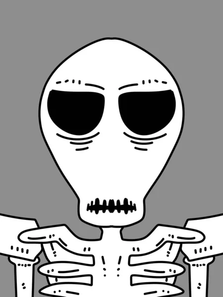 灰色の背景をした頭蓋骨の漫画 — ストック写真