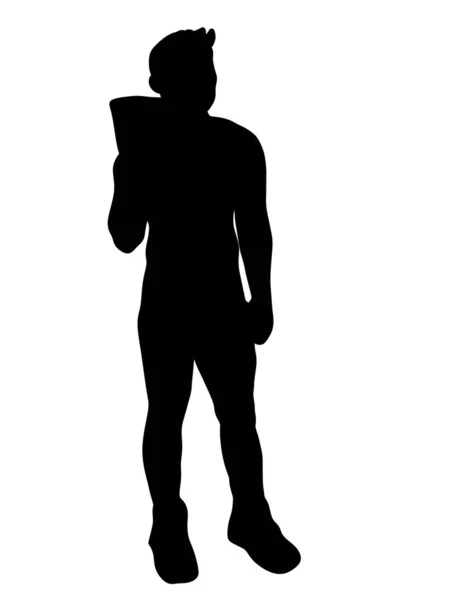 Silhouette Man White Background — Stock Photo, Image