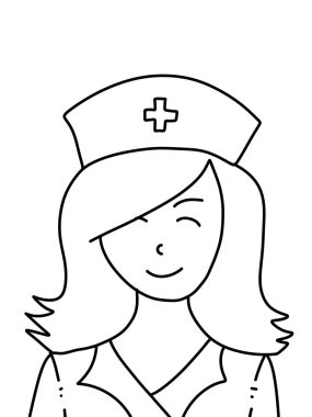 siyah ve beyaz renkli hemşire çizgi filmi.