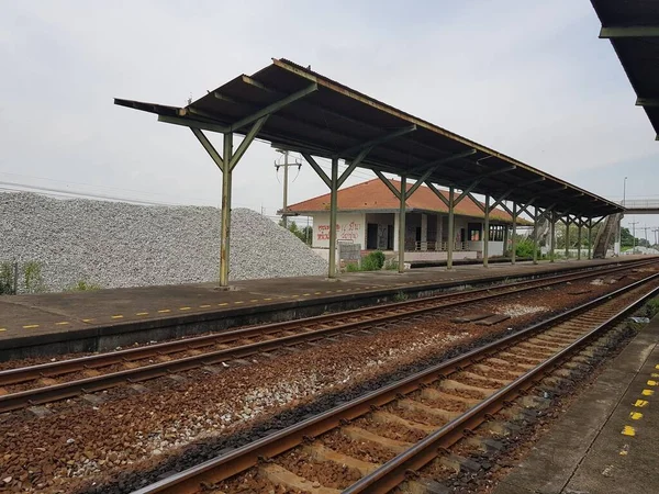 Järnvägsspår Staden Chachoengsao Thailand — Stockfoto