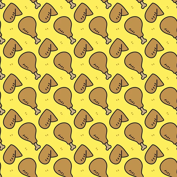 Nahtlose Muster Der Niedlichen Huhn Gebratenen Karikatur — Stockfoto