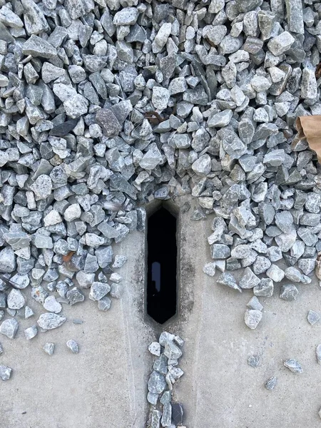 Close Hole Cement Floor — Stock Photo, Image