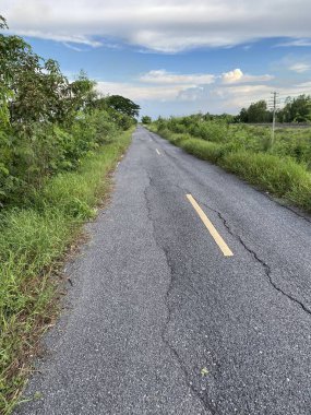 Chonburi Tayland 'daki ormanda yol.