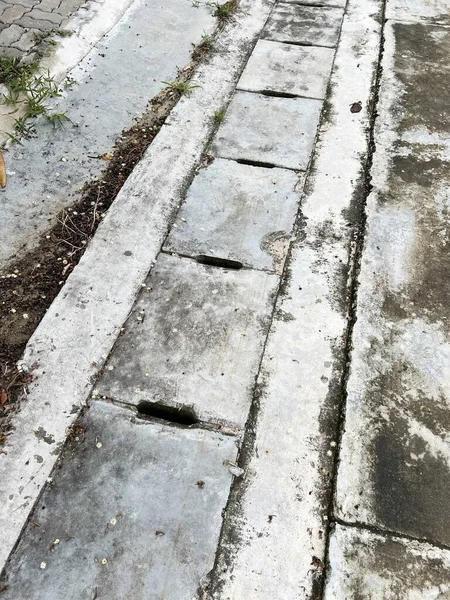 Pavimento Concreto Velho Com Muita Neve — Fotografia de Stock