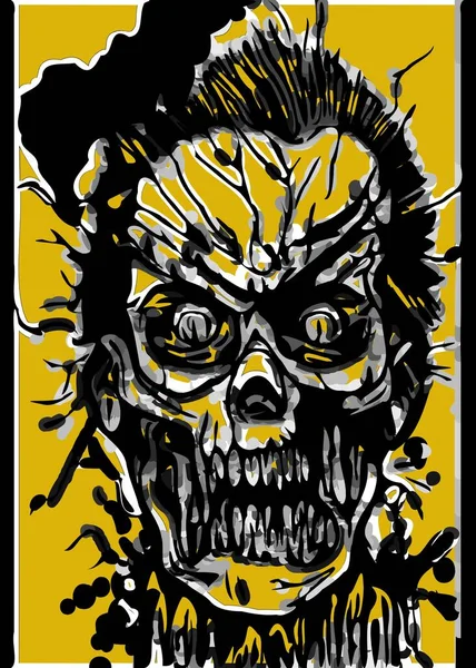 Arte Cor Dos Desenhos Animados Fantasma Crânio — Fotografia de Stock