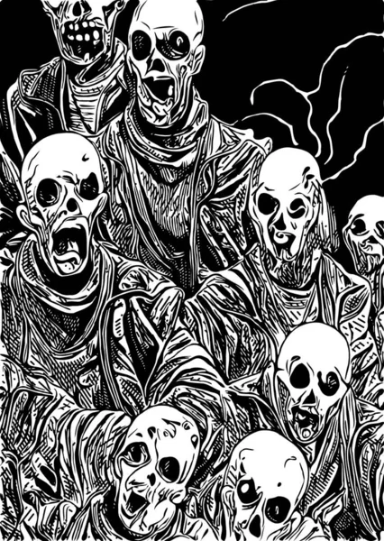 Černá Bílá Zombie Karikatury — Stock fotografie