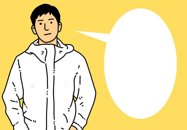 黄色の背景のかわいい男漫画 — ストック写真