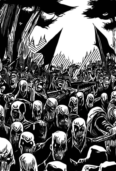 Black White Zombies Monster Cartoon — Stock Photo, Image