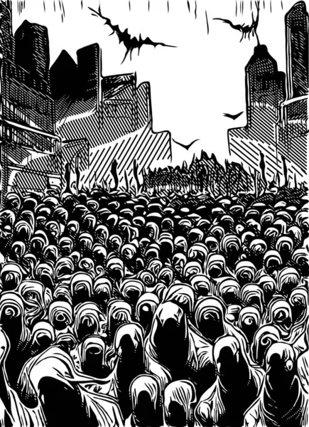 Zwart Wit Van Zombies Monster Cartoon — Stockfoto