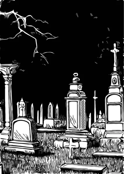 黑白分明的墓园 — 图库照片