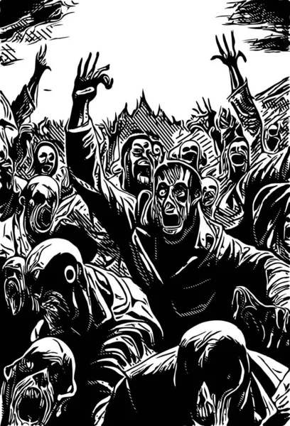 Black White Zombie Monster Cartoon — Stock Photo, Image