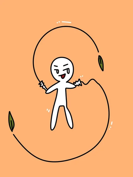 橙色背景的可爱卡通片 — 图库照片