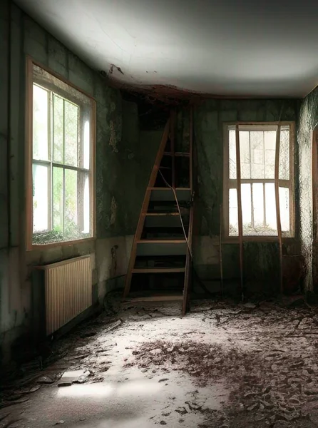 Παλιό Εγκαταλελειμμένο Σπίτι Παράθυρο — Φωτογραφία Αρχείου
