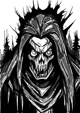 kafatası kemikleri ve karikatür arkaplanı