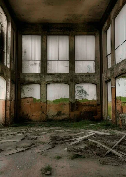 Ερείπια Εγκαταλελειμμένου Κτιρίου Εργοστασίου — Φωτογραφία Αρχείου