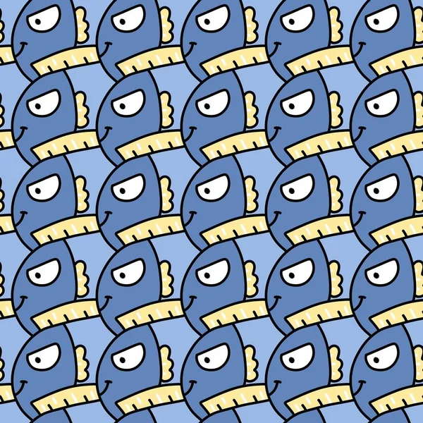 Seamless Pattern Cute Fish Cartoon — Stock Photo, Image