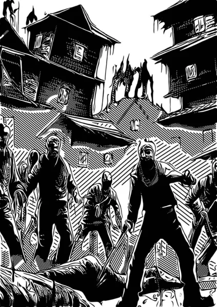 Černá Bílá Zombie Městě — Stock fotografie