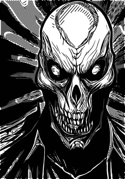 Crânio Com Ossos Ossos Cruzados Monstro Desenhos Animados — Fotografia de Stock