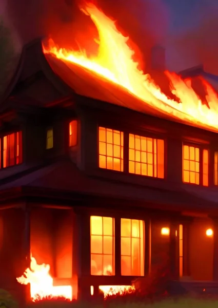 Feuer Brennt Kamin Haus — Stockfoto