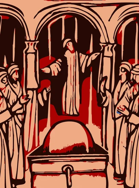 jesus christ praying in the church , illustration design