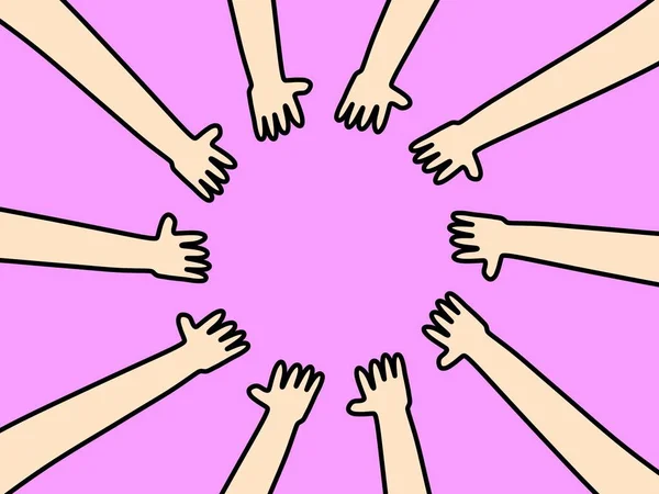 Mãos Com Grupo Pessoas Forma Círculo — Fotografia de Stock